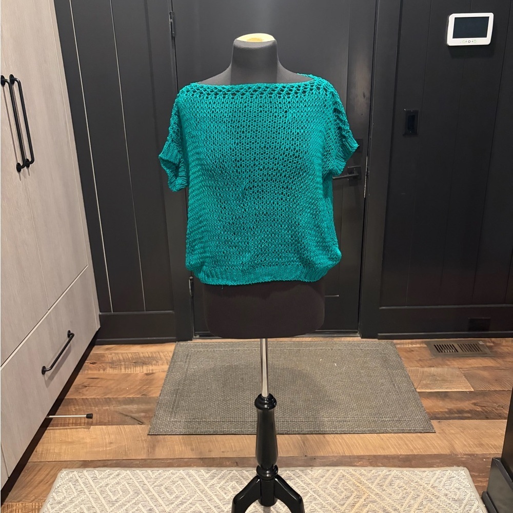 Elegant Teal Women's Crew Neck Sweater - Picture 2 of 3